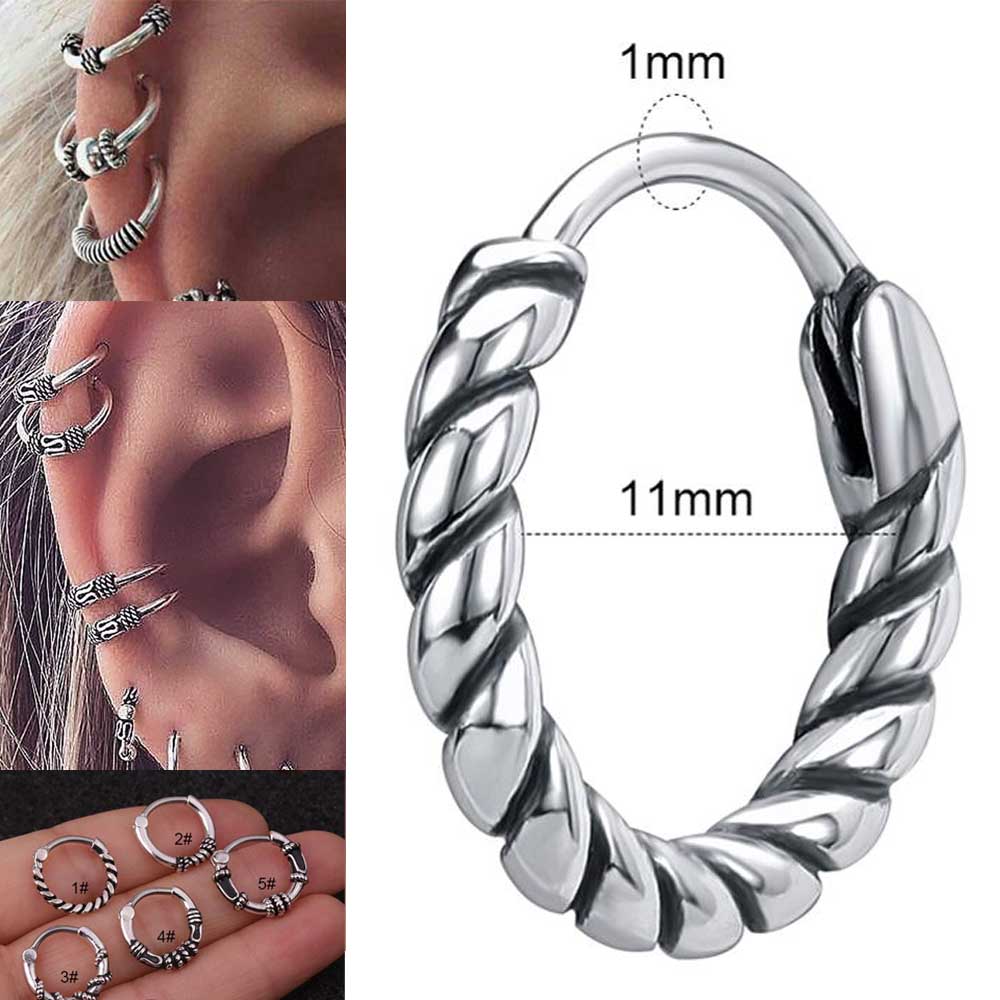 楽天ピアス専門ショップGreen Piercingスパイラルツイスト フープピアス 1個販売 リングピアス シルバー 銀色 18G 18ゲージ 耳たぶ 軟骨 ステンレスピアス メンズ レディース ヘリックス トラガス 人気 おしゃれ スリム 細い かっこいい 男の人 女の人 プレゼント ギフト ペアルック ファッションピアス ねじる