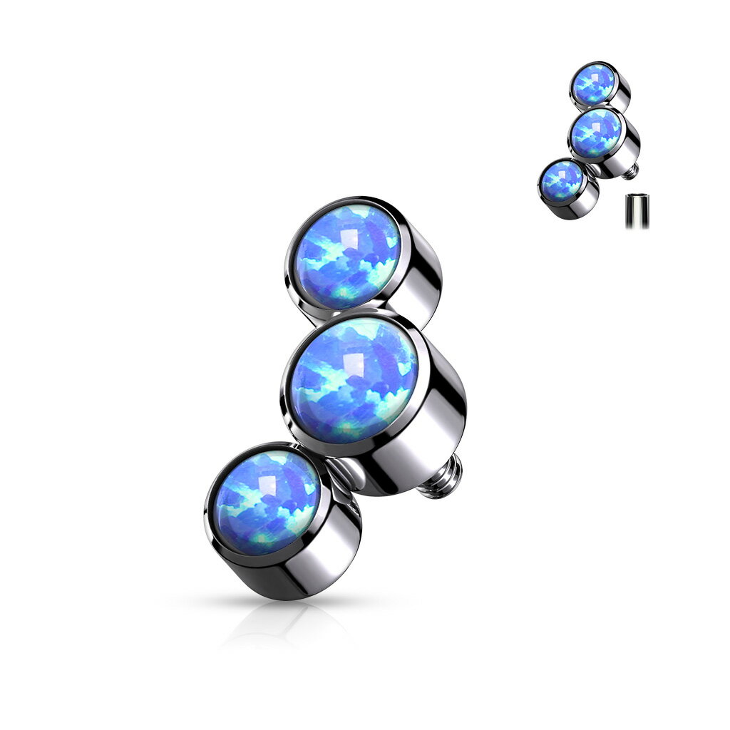 [16G用 14G用 内ネジ用 ボディピアス キャッチ] SUS316Lインターナルトリプルオパールキャッチ 16ゲージ 14ゲージ用 サージカルステンレス316L 逆ネジ バーベル用 ラブレット用 ダーマルアンカー用 サーフェイス用 ボディーピアス メンズ レディース 止具 単品 ネジ山 3つ