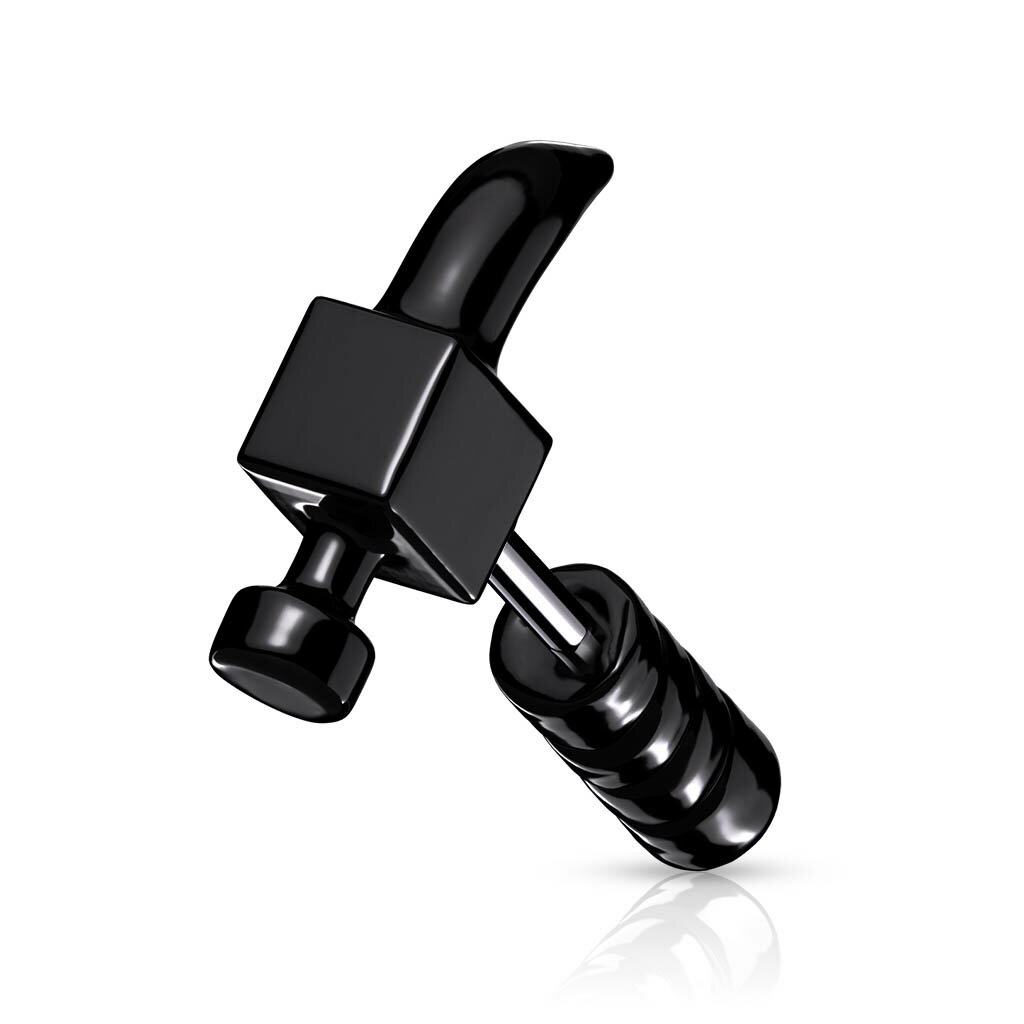 [14G ユニーク ボディピアス] かなづち ストレートバーベル ニップルピアス 14ゲージ サージカルステンレス316L メンズ レディース ボディーピアス 乳首 ヘリックス 軟骨 アンテナ 人気 男性 女性 おもしろい 面白い 立体 3D インダストリアル 大工 金色 銀色 黒色