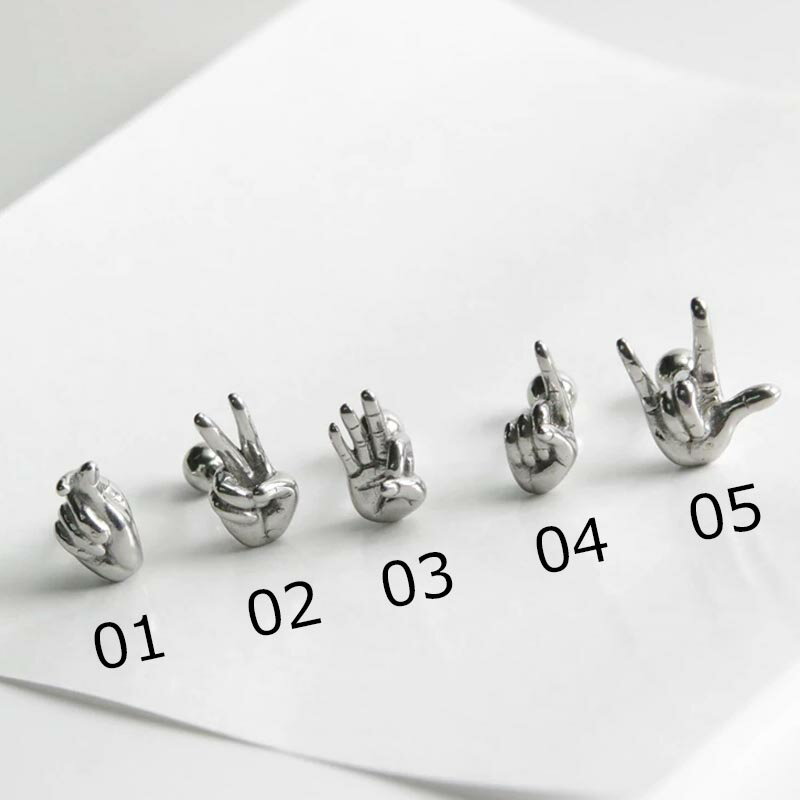 [16G ボディピアス ストレートバーベル] ハンドサイン ボディーピアス 16ゲージ メンズ レディース シルバー 銀色 男 女 彼氏 彼女 面白い おもしろい 人気 プレゼント ステンレス ユニーク 手 指ハート OK 一番 アイラブユー チョキ ピース お金 キュンです アロハ 人気