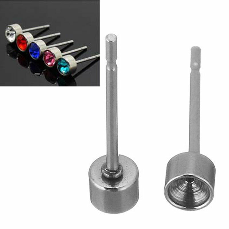 3mmモルタル台座ステンレスDIY用スタッドピアス 1個販売 ステンレス304 クラフト ピアスパーツ キャッチピアス ポスト ジュエル用 ストーン用 天然石用...