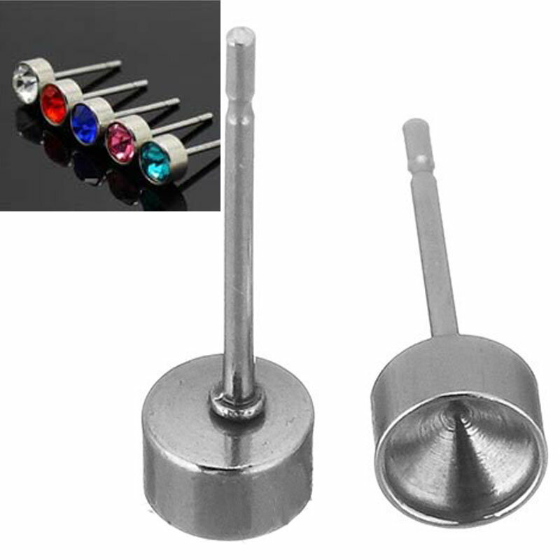 4mmモルタル台座ステンレスDIY用スタッドピアス 1個販売 ステンレス304 クラフト ピアスパーツ キャッチピアス ポスト ジュエル用 ストーン用 天然石用...