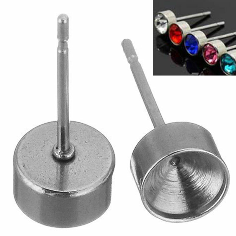 6mmモルタル台座ステンレスDIY用スタッドピアス 1個販売 ステンレス304 クラフト ピアスパーツ キャッチピアス ポスト ジュエル用 ストーン用 天然石用...