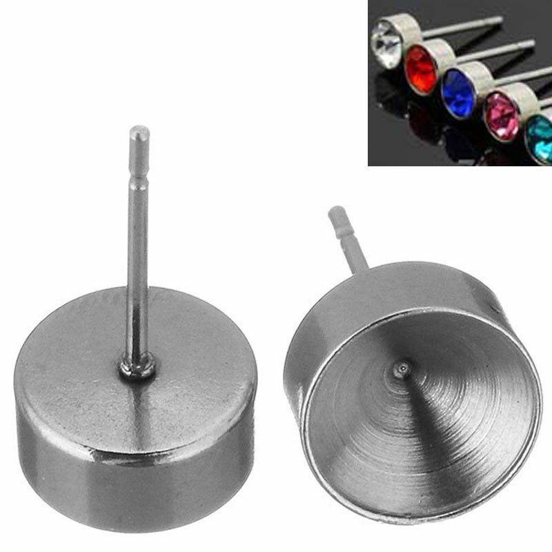 7mmモルタル台座ステンレスDIY用スタッドピアス 1個販売 ステンレス304 クラフト ピアスパーツ キャッチピアス ポスト ジュエル用 ストーン用 天然石用...