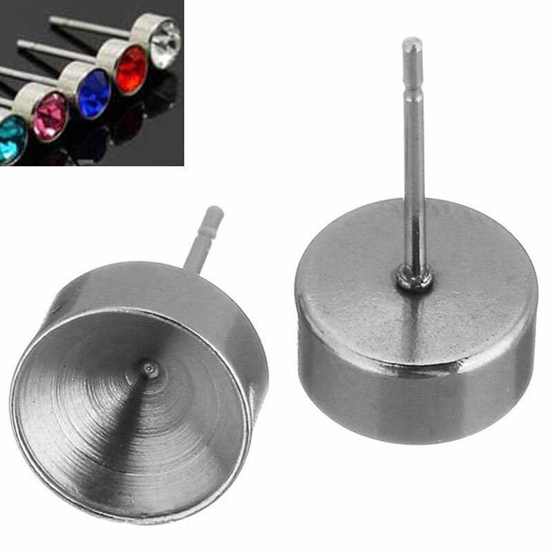8mmモルタル台座ステンレスDIY用スタッドピアス 1個販売 ステンレス304 クラフト ピアスパーツ キャッチピアス ポスト ジュエル用 ストーン用 天然石用...