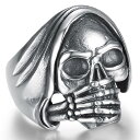 三猿スカルステンレスリング/言わざる(PRB027)サイズ/34号 髑髏 ドクロ がい骨 ガイコツ 骸骨 不気味 面白い ハロウィーン 3猿 アニマル モンキー...