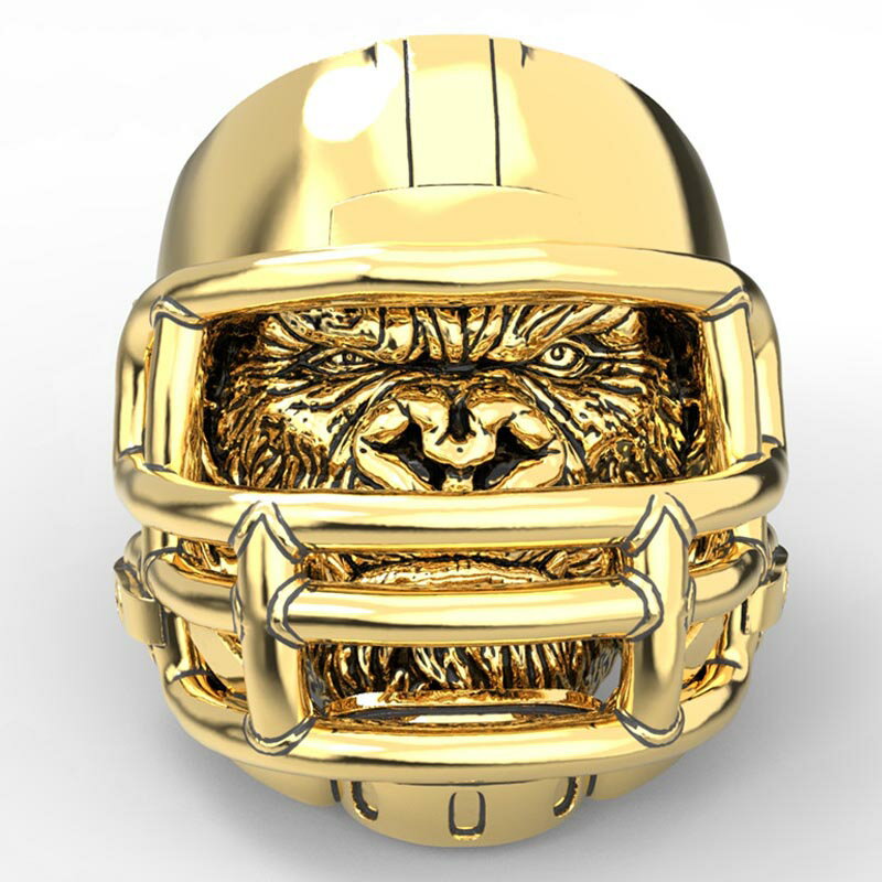 ゴールドアメリカンフットボールゴリラステンレスリング(RRR136)サイズ/26号/31号 大きいサイズ ヘルメット アニマル 動物 アメフト 面白い おもしろ...