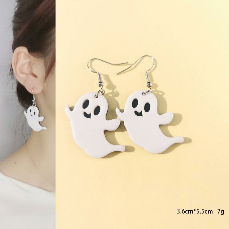 [ホラー ピアス] 可愛いおばけ ステンレスピアス/1個販売 片耳 20G 20ゲージ オバケ かわいい メンズ レディース ハロウィーン ハロウィン 人気 変なピアス 面白い おもしろい コスプレ 仮装 彼氏 彼女 男性 女性 笑う ネタ フックピアス お化け屋敷 心霊写真 白色 ホワイトのサムネイル