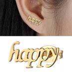 ゴールデンハッピーステンレスピアス 1個販売 英語 HAPPY happy 小文字 アルファベット カンニング イニシャル 文字 メッセージ レター 20G 20ゲージ レディース メンズ キャッチピアス 軟骨 耳たぶ スタッドピアス 男性 女性 男子 女子 幸せ 金色 ゴールド プレゼント