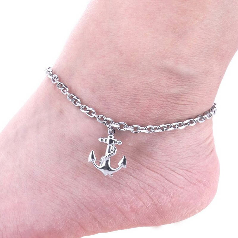 ペンダントアンカーチャームアズキチェーン ステンレスアンクレット 足首 ブレスレット メンズ レディース 腕輪 アームレット 手首 揺れる 彼氏 彼女 男性 女...