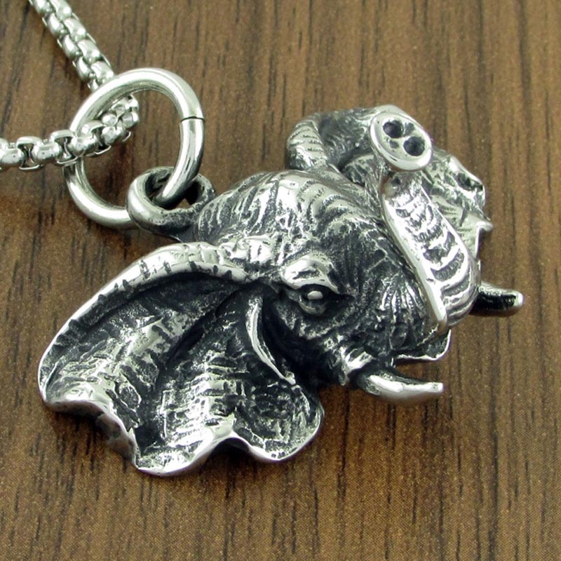 サージカルステンレス316L アフリカゾウ ペンダントトップ 1個販売 メンズ レディース アニマル エレファント 象 ぞう 動物 立体 3D かっこいい リア...