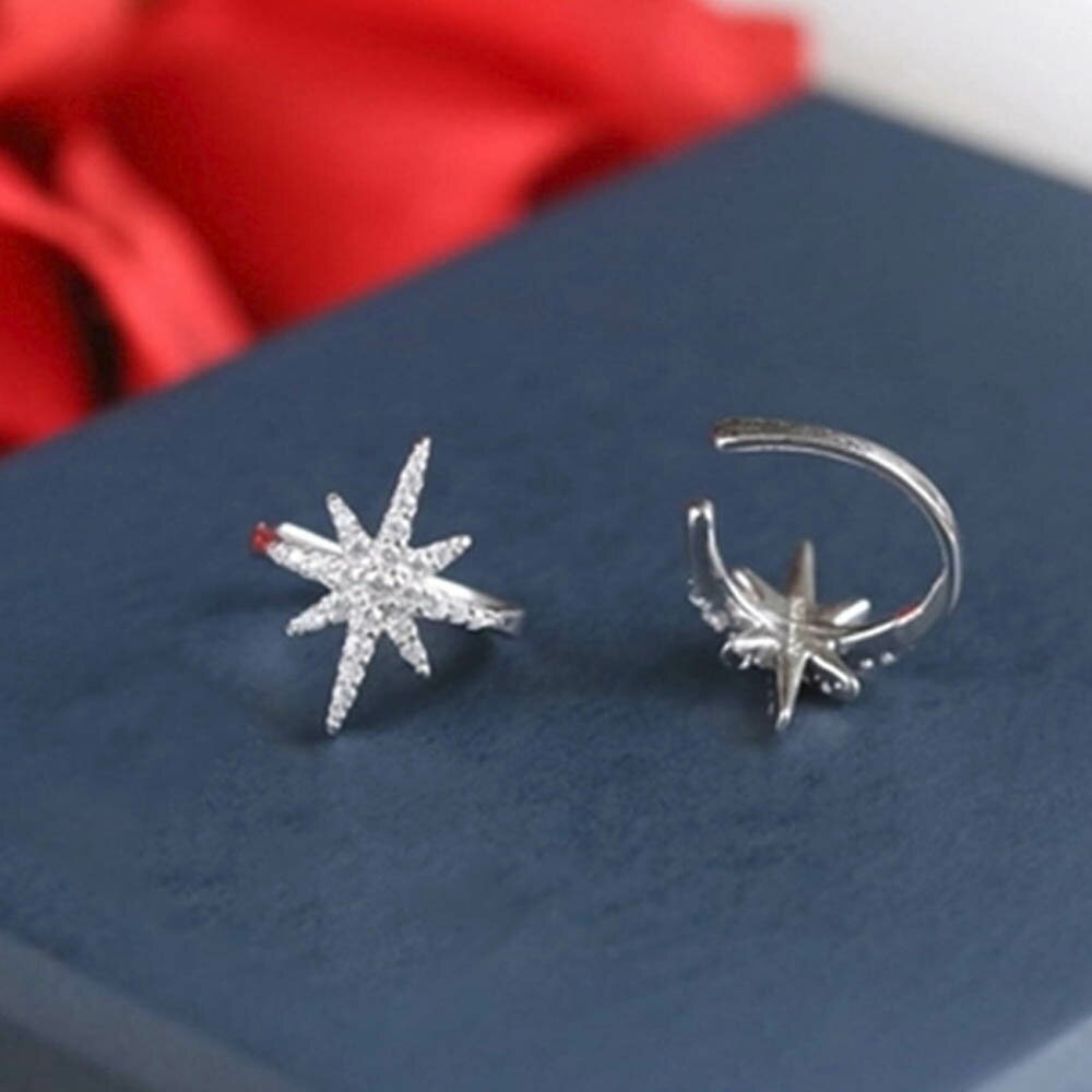 シルバーパベスターイヤーカフ 1個販売 星 クリスタル キラキラ パベ イヤカフ パヴェ イヤークリップ ノンホールピアス メンズ レディース ペア イヤリング...