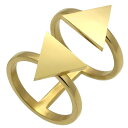 金色の三角形をトップにセットした細身の指輪2本をつなげたステンレス製の指輪。 装着すると2連リングをしているように見えるおしゃれな指輪です。 サージカルステンレス316L製の指輪を金メッキした高級感のある上品なステンレスリングは、普段着はもちろん、ウエディングパーティーや成人式などフォーマルなスタイルにもにダウ男性からも女性からも人気の指輪です。 指先や関節につけるファランジリングにしてもお洒落な指輪です。 素材も丈夫なサージカルステンレス316L製なので、普段使いでも安心。 メンズでもレディースでも使えるのでペアルックやプレゼントにも最適です。 幅：約30.0mm素材:サージカルステンレス316L・表示は1個の価格です