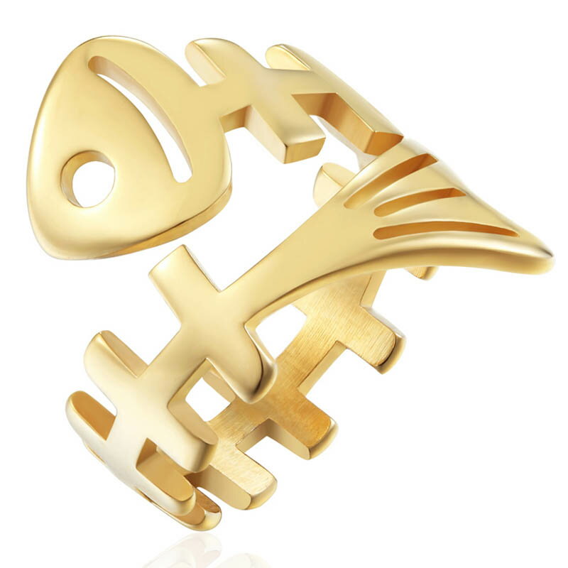 ゴールデンフィッシュボーンステンレスリング(RWX008)サイズ/16号/17号/18号/19号/20号/21号/22号/23号/24号/26号 フリーサイズ ...