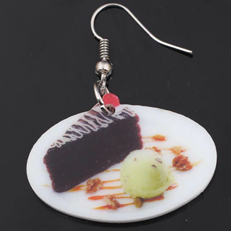 チョコレートケーキとアイス リアルステンレスピアス/1個販売 20G 20ゲージ デザート スイーツ 喫茶店 カフェ レストラン 面白い おもしろい オモシロ サージカルステンレス316L ユニーク メン…