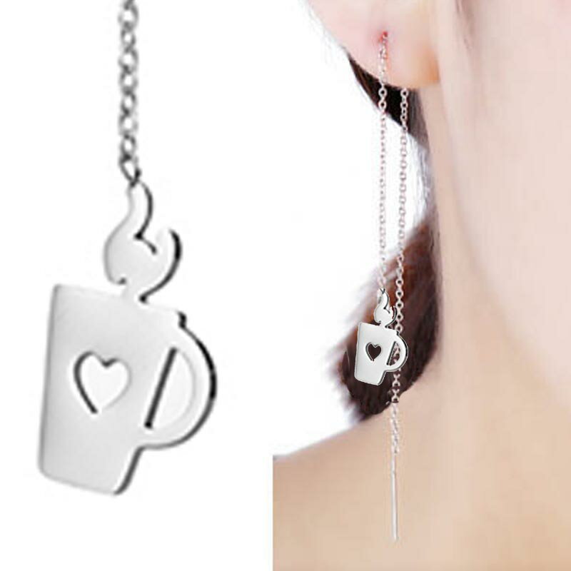 カフェラテチャームステンレスチェーンピアス 1個販売 人気 可愛い おしゃれ プレゼント アメリカンピ..