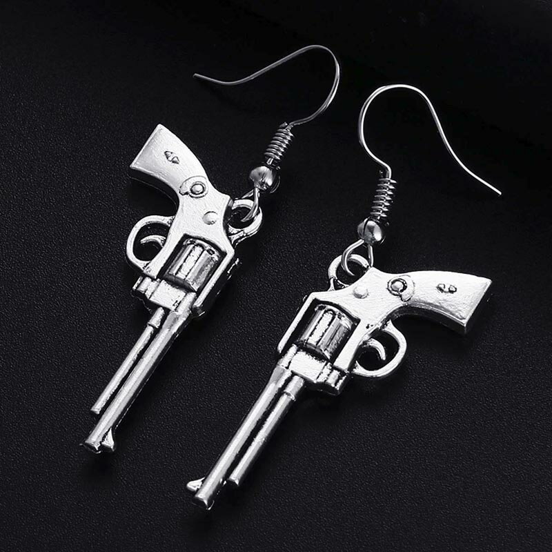 拳銃 ステンレスピアス/1個販売 片耳分 サージカルステンレス316L メンズ レディース 揺れる フックピアス アメリカンピアス チャーム 20G 20ゲージ...