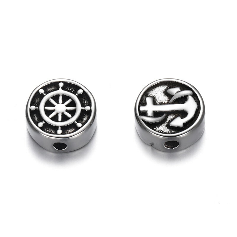 [2mm用 DIY ステンレスビーズ] アンカー＆ラダーシュー 丸型 ワイヤー用ビーズ 1個販売 テグス用 2ミリ..