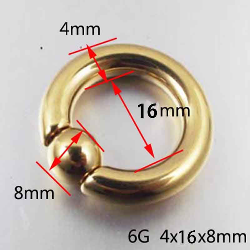 スプリングタイプ ［ 6G ］ゴールド バネ式 キャプティブビーズリング 6ゲージ リング型 ボディーピアス 金メッキ 金色 ボディピアス CBR BCR メンズ レディース 定番 シンプル プレーン キャプティブリング 彼氏 彼女 ステンレス 母の日 父の日 プレゼント 人気 ギフト 4mm