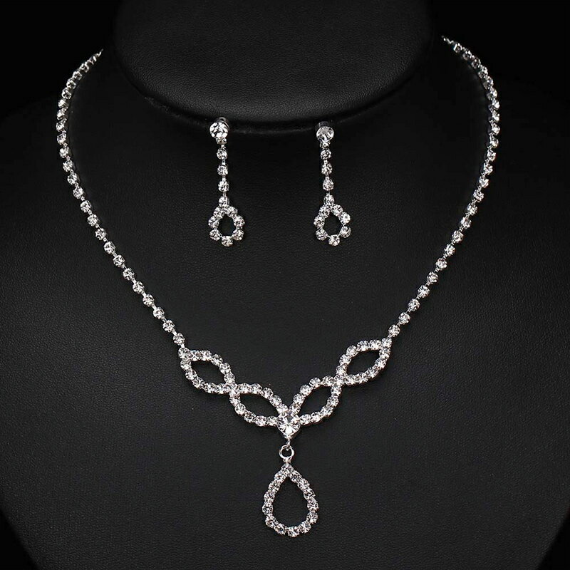 링거 드롭 크리스탈 웨딩 쥬얼리 세트 (피어스 & 목걸이) 목걸이 초커 여성 결혼식 발표회 졸업식 지르코니아 반짝이 피로연 드레스 선물 보석 20G 20 게이지 티어 드롭 티어 드롭