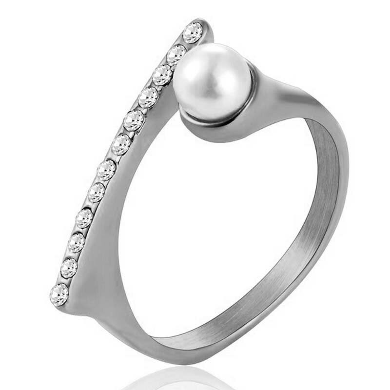 クリスタルポイントパールステンレスリング(RRR053)サイズ/12号/15号/17号/20号 指輪 サージカルステンレス316L メンズ レディース ペアリン...