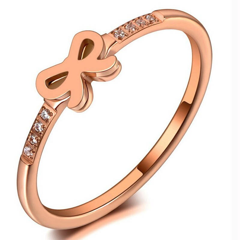 CZピンクゴールドリボンステンレスリング(SRV112)サイズ/12号 メンズ レディース 男性 女性 クリスタル キュービックジルコニア 綺麗 高級 大人 結...