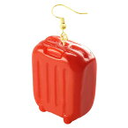 [3D おもしろ ピアス] 赤色のスーツケース ステンレスピアス/1個販売 20G 20ゲージ メンズ レディース 鞄 かばん カバン トラベル ツーリスト 旅行会社 人気 変なピアス 面白い おもしろい フックピアス プレゼント 立体 ギフト ミニチュア トランク バック 旅 男 女 レッド