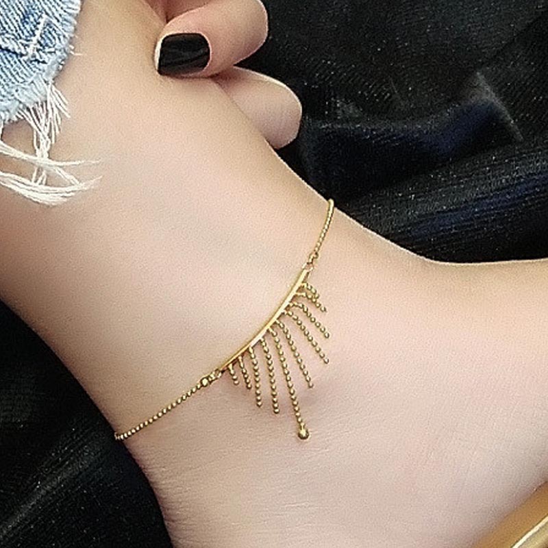 ボヘミアンチャームゴールドボールチェーンステンレスアンクレット 1個販売 金メッキ 金色 レディース メンズ 足 足首 ペア ステンレスブレスレット 揺れる チ...