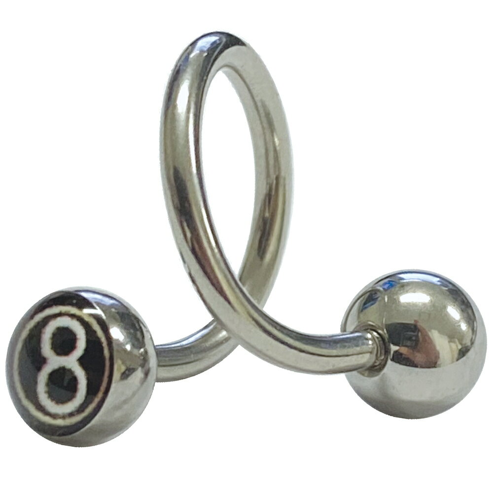 [ 14G ボディピアス ] 8ボール スパイラルバーベル ツイストバーベル 14ゲージ 14GA ボディーピアス サージカルステンレス316L メンズ レディース ネジボール へそピアス 耳 軟骨 クチ リップ 口 臍 ヘリックス クルクル 巻く 人気 男性 女性 ビリヤード エイトボール