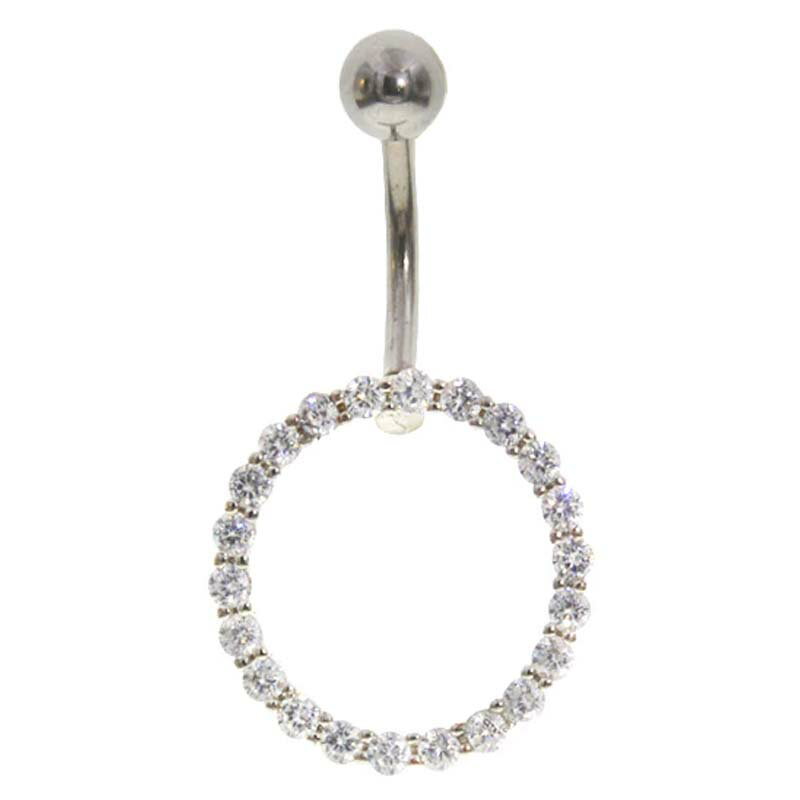Barbell （Circular） - [14G ヘソピアス ボディピアス] エンジェルリング へそピアス 14ゲージ 臍ピアス メンズ レディース ボディーピアス サージカルステンレス316L カーブバーベル ラインストーン ジルコニア 輪 クリスタル 輪っか 天使のリング 綺麗 シンプル 揺れない トップダウンにも