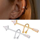 キューピッドアローイヤーカフ 1個販売 矢 弓矢 キラキラ クリスタル CZ ジルコニア イヤリング イヤークリップ フェイクピアス 耳 軟骨 メンズ レディー...