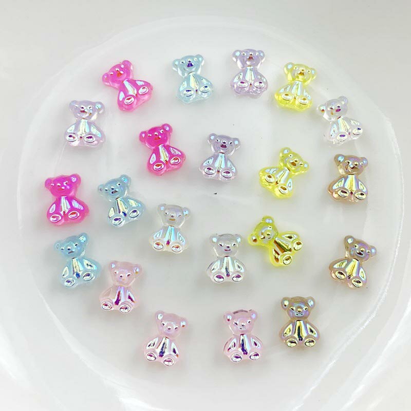 6mmx8mm ベアーアクリルパーツ/10個アソート 熊 クマ アニマル 動物 ヌイグルミ 人気 クラフト用 DIY用 爪 メンズ レディース フラットパーツ ...