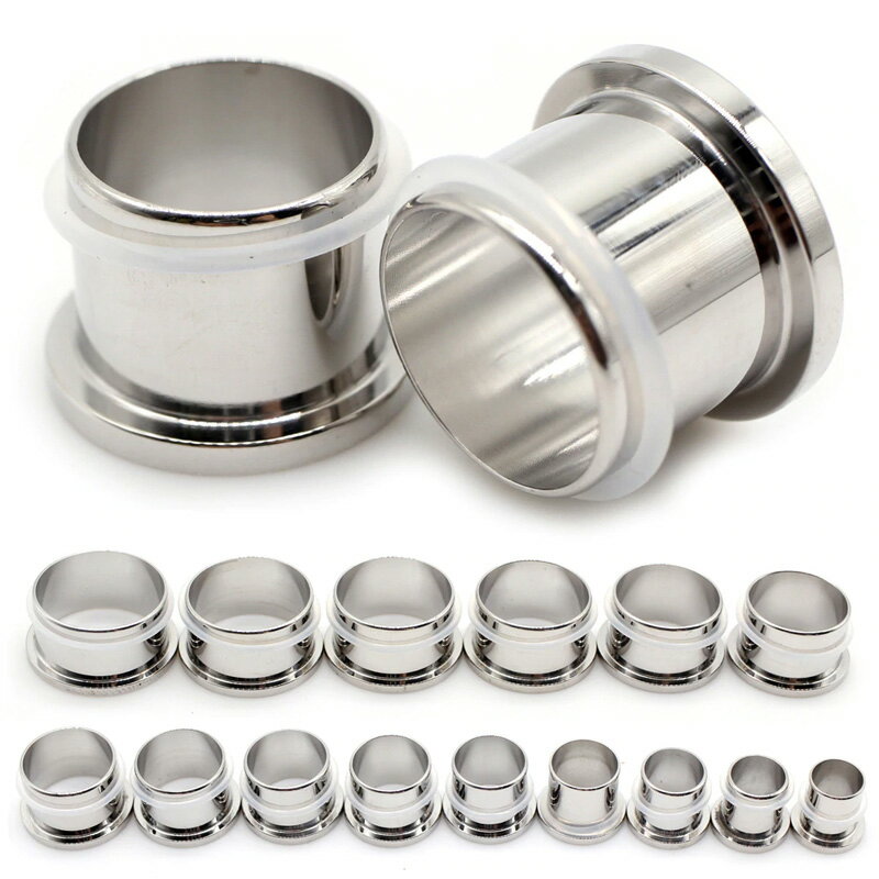 Rakuten - [00G〜18mm パイプ型 ボディピアス] トンネル型チューブボディーピアス 1個販売 ステンレス メンズ レディース ホールピアス プラグ 大きい 人気 男性 女性 透明 ゴム キャッチ Oリング シングルフレア 舌 耳 タン イヤーロブ おもしろい 面白い プレゼント ギフト