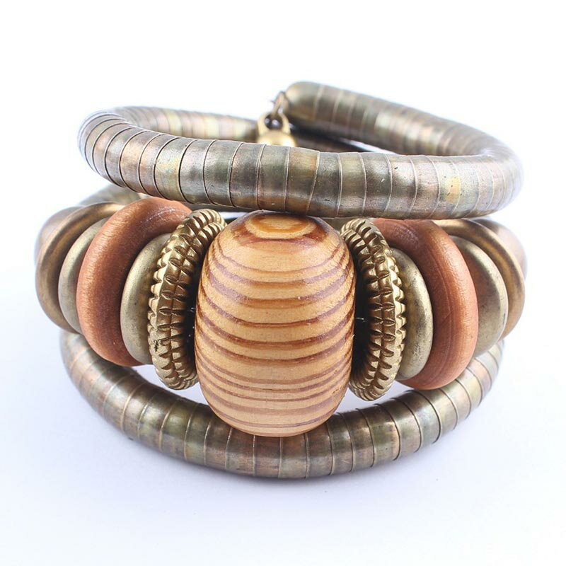 ウッドラップバングル 1個販売 天然木 木 樹木 ゴールド 金色 アンテーク インディアンジュエリー ボヘミアン 腕輪 アームレット メンズ レディース 二の腕...