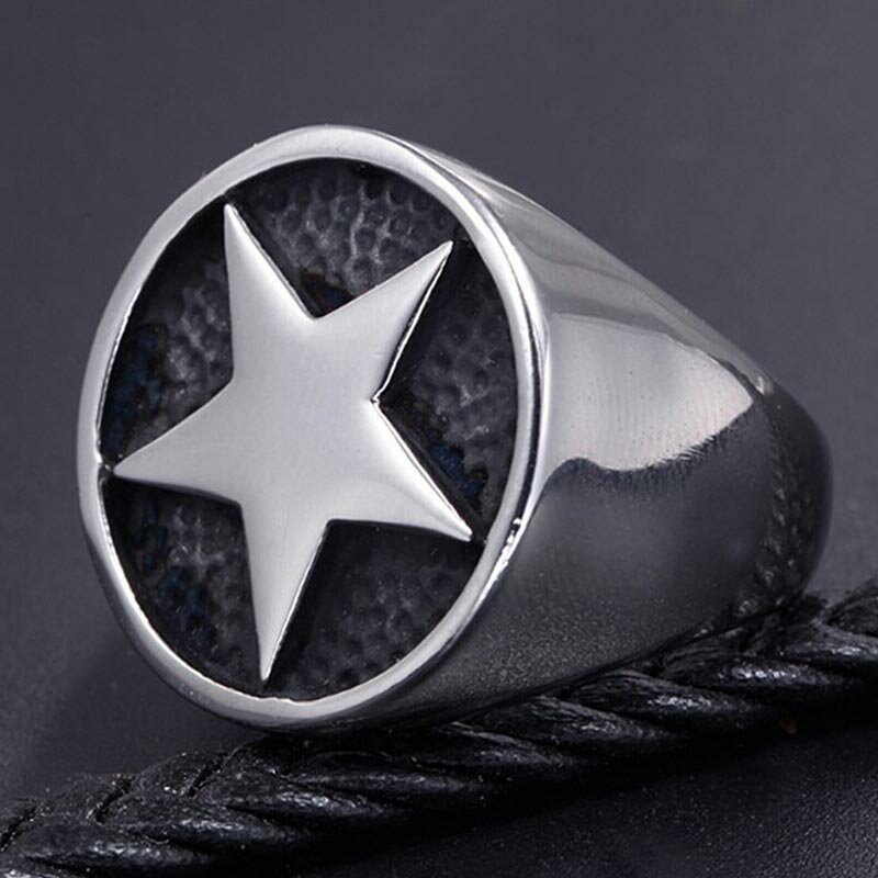スーパースターステンレスリング(PRB057) サイズ/20号/23号/26号/28号/31号 印台型 星 ワンスター 指輪 サージカルステンレス316L メン...