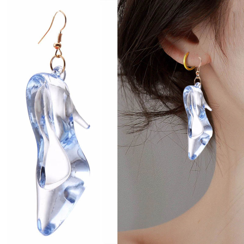 3D ガラスの靴 リアルステンレスピアス/1個 20G 20ゲージ 王女様 ドレス 姫 ハイヒール 面白い クリア 透明 おもしろ オモシロ サージカルステンレ...