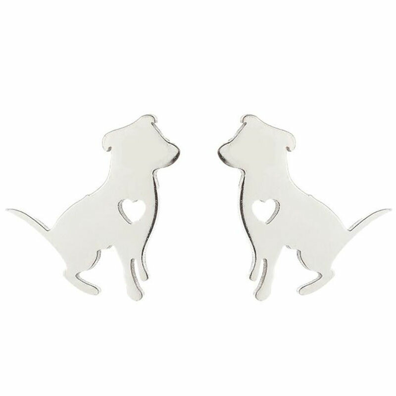 子犬ステンレスピアス（1ペア）両耳 イヌ 犬 ペット ハート 干支 ドッグ いぬ お座り おすわり カワイ..