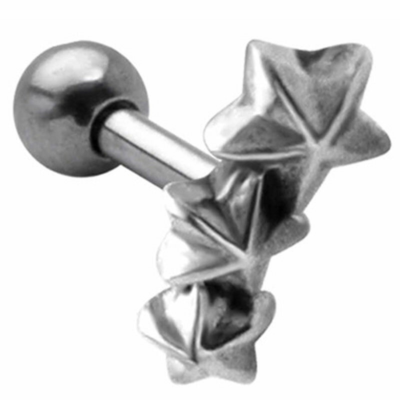 [16G ストレートバーベル ボディピアス]トリプルスターボディーピアス 1個販売 16ゲージ サージカルステンレス316L メンズ レディース 軟骨 ヘリックス トラガス 耳 高級 アンテナヘリ スターリングシルバー シルバー925 人気 星 プレゼント 3個 3つ おしゃれ 右耳 左耳