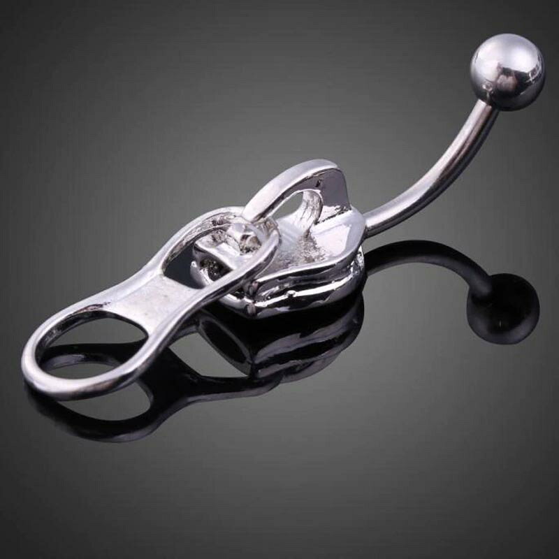 ピアス専門ショップGreen Piercingの[14G ユニーク ボディピアス] リアルジッパー へそピアス 14ゲージ チャック ファスナー おもしろい 面白い 個性的 ヘソピアス 臍ピアス メンズ レディース ボディーピアス サージカルステンレス316L 人気 動く プレゼント ギフト 男性 女性 コスプレ 耳 臍 おしゃれ｜アングル3