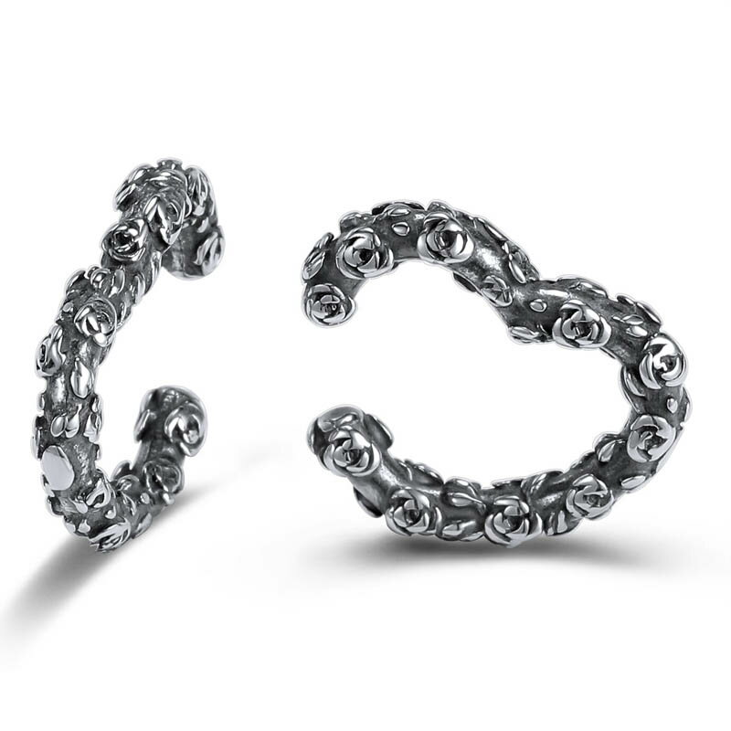 ローズフラワーフレーム イヤーカフ 1個販売 花 バラ 薔薇 面白い おもしろい 変形 リングカフ カフリ..