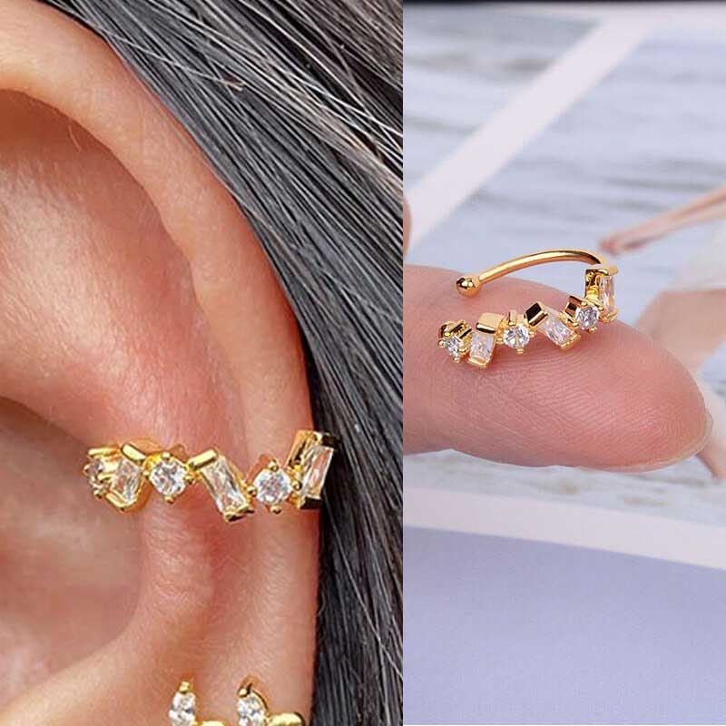 ゴールドロースターイヤーカフ 1個販売 ジルコニア メンズ レディース イヤリング 挟む はさむ ノンホールピアス イヤークリップ フェイクピアス 開けない 耳...
