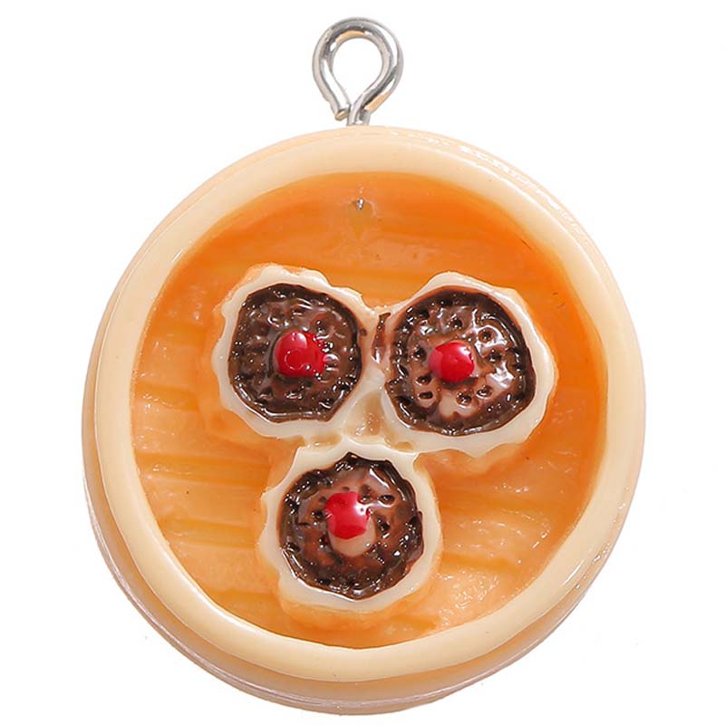 マルカン付き 飲茶アクリルパーツ(シュウマイ) 1個販売 丸環付き チャーム用 アイピン 3D しゅうまい ..