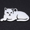 キャットステンレスパーツ 1個販売 可愛い 猫 ねこ ネコ アニマル 動物 ペットショップ ネームタグ チャームパーツ メンズ レディース 部品 金具 DIY ...