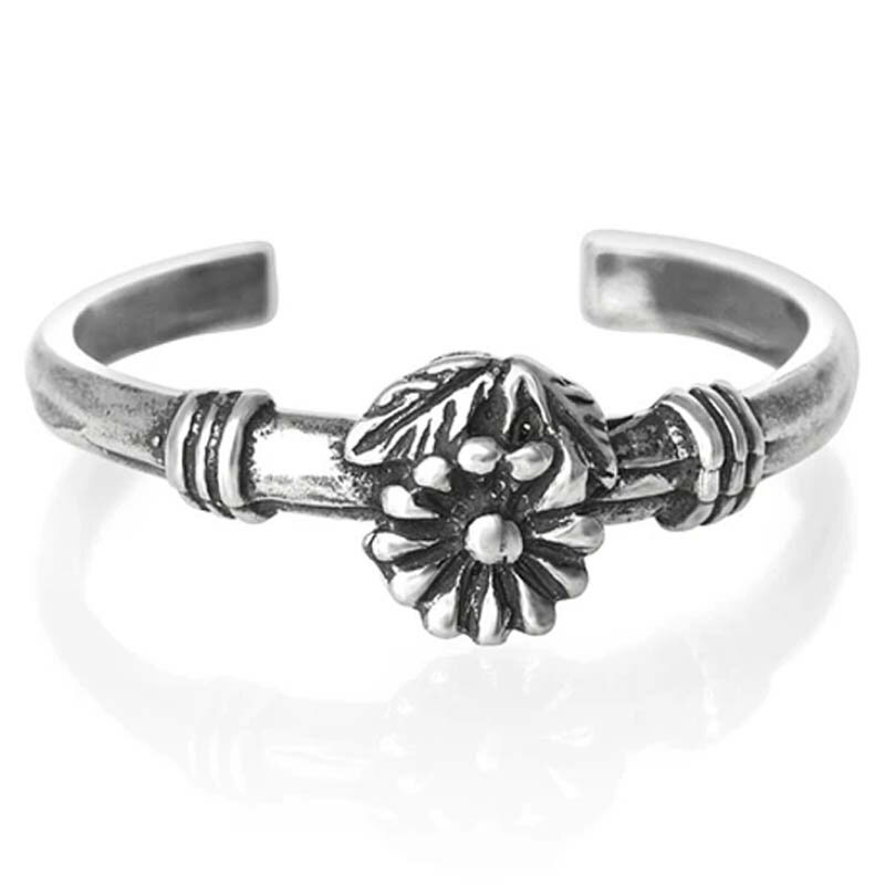 ワンフラワートゥリング シルバー925 スターリングシルバー シルバーリング 足の指輪 トーリング 足のリング ピンキーリング フリーサイズ レディース 花 チ...