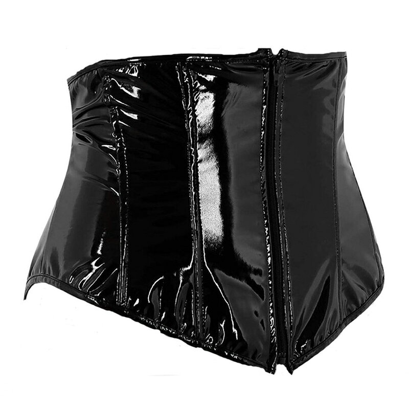 エナメル調ジッパーブラックレザーウエスト コルセット S M L XL 黒色 皮 革 ボディースーツ コスプレ 衣装 補正下着 コスチューム SM ボンデージ 大人 ハロウィン 仮装 ドレス 拘束具 レースアップ ウエスト スコート レディース ボディコン 腰 ファスナー シップアップ 胴 mixnuts-10039084 ピアス専門ショップGreen Piercing サンプル画像3