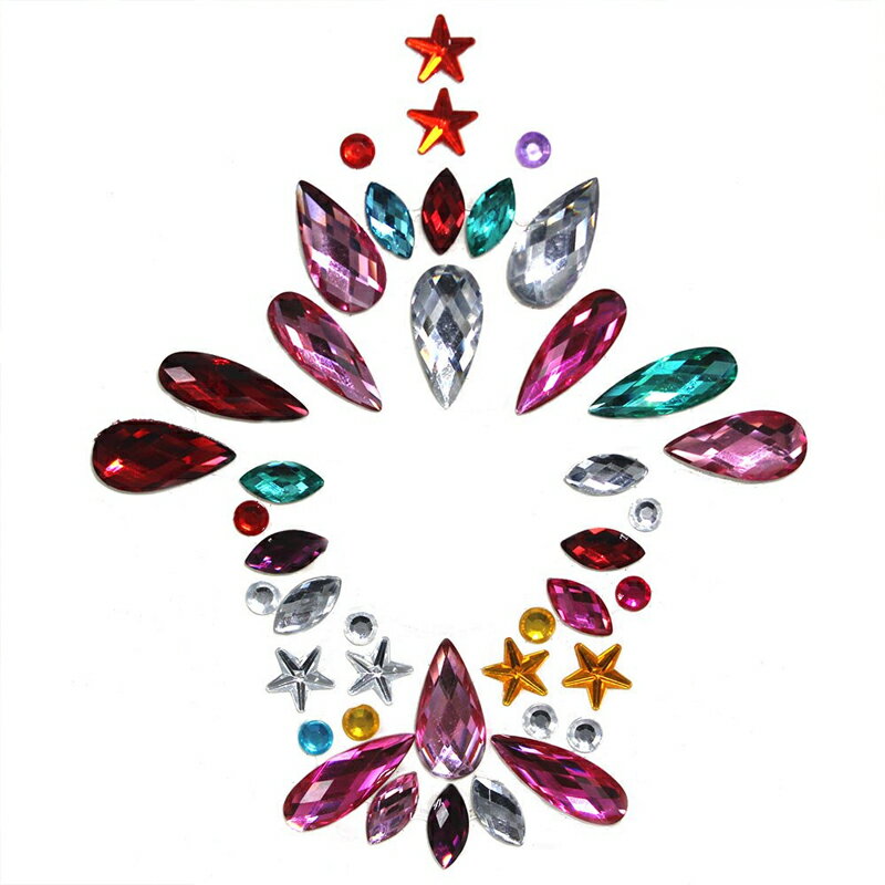 へそ用（お腹用/ヘソ用/臍用） ジェムボディステッカー (スタースフィンクス) 1シート 貼る シール アクセサリー クリスタル メンズ レディース ダンサー 女子 胸 ダンス 水着 身体 腕 顔 ストーン レジン グリッター ラインストーン カーニバル キラキラ 虹色 レインボー 星