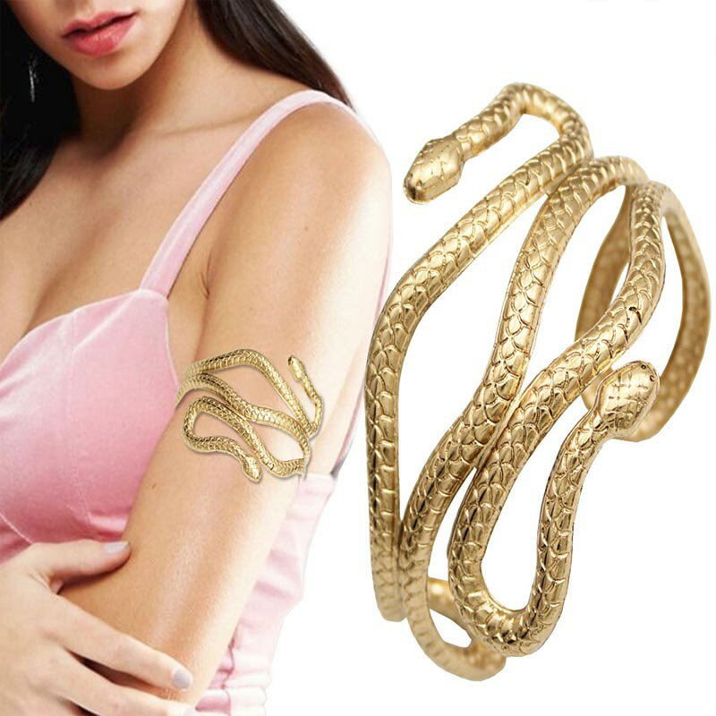 ダブルゴールドスネイク アームレット バングル 腕輪 ブレスレット 二の腕 にのうで 腕に巻く 手首に巻く アームバンド フェスティバル ベリーダンス メンズ ...