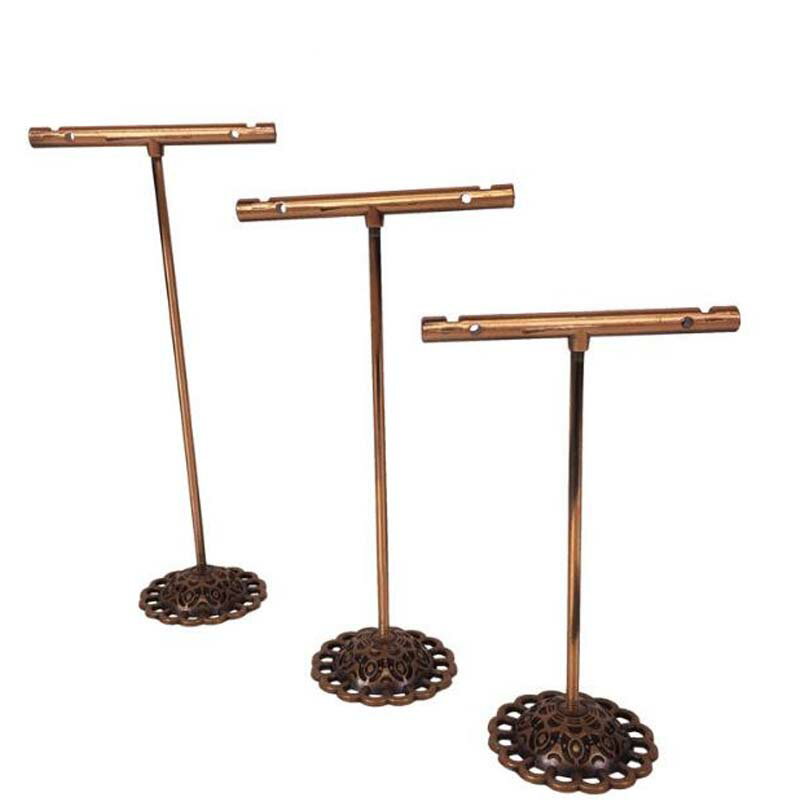 Tバーピアススタンド （ブロンズ）3個セット 銅色 ピアスたて ピアスディスプレイ 店舗用 什器 イヤリングスタンド 3つセット 樹木 おしゃれ 人気 ジュエリー 撮影用 プロ プレゼント ギフト ショップ インテリア お店 ショーケース 穴開き 写真 画像 動画 立て ティー型