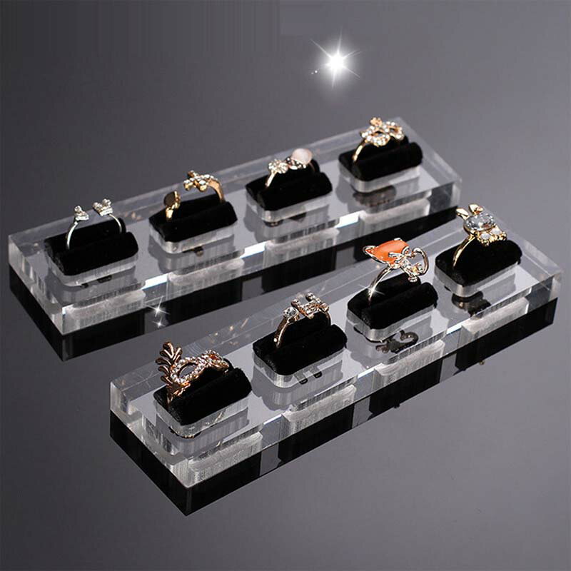 ショーケース用 リングスタンド(指輪4本用) 1個販売 クリア ブラック 透明 黒色 指輪 ディスプレイ 立て アクリル 樹脂 店舗用 撮影用 指輪たて リング...