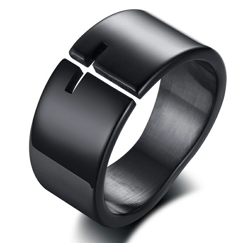 ブラックスペースクロスステンレスリング(RCH008) サイズ/13号/18号/20号/23号/26号 黒色 黒メッキ 十字架 切れ目 亀裂 指輪 サージカルス...